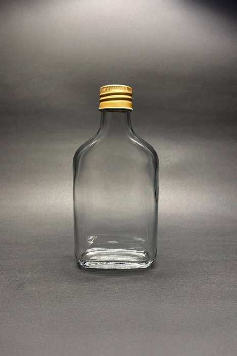Hermia Tu-200Ccgoldkapak Juego de Botellas de Vidrio con Molde de Hielo, 2 Piezas, 200 ml, Transparente y Dorado, Vidrio